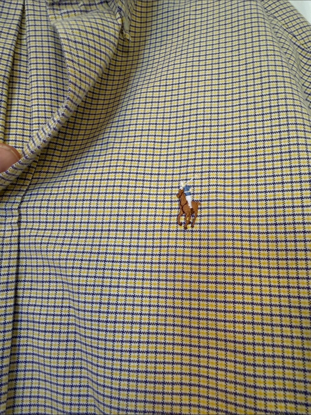 Ralph Lauren Blake XL 100% Oxford Cotton Button Down Shirt Yellow Blue Check - Picture 4 of 10